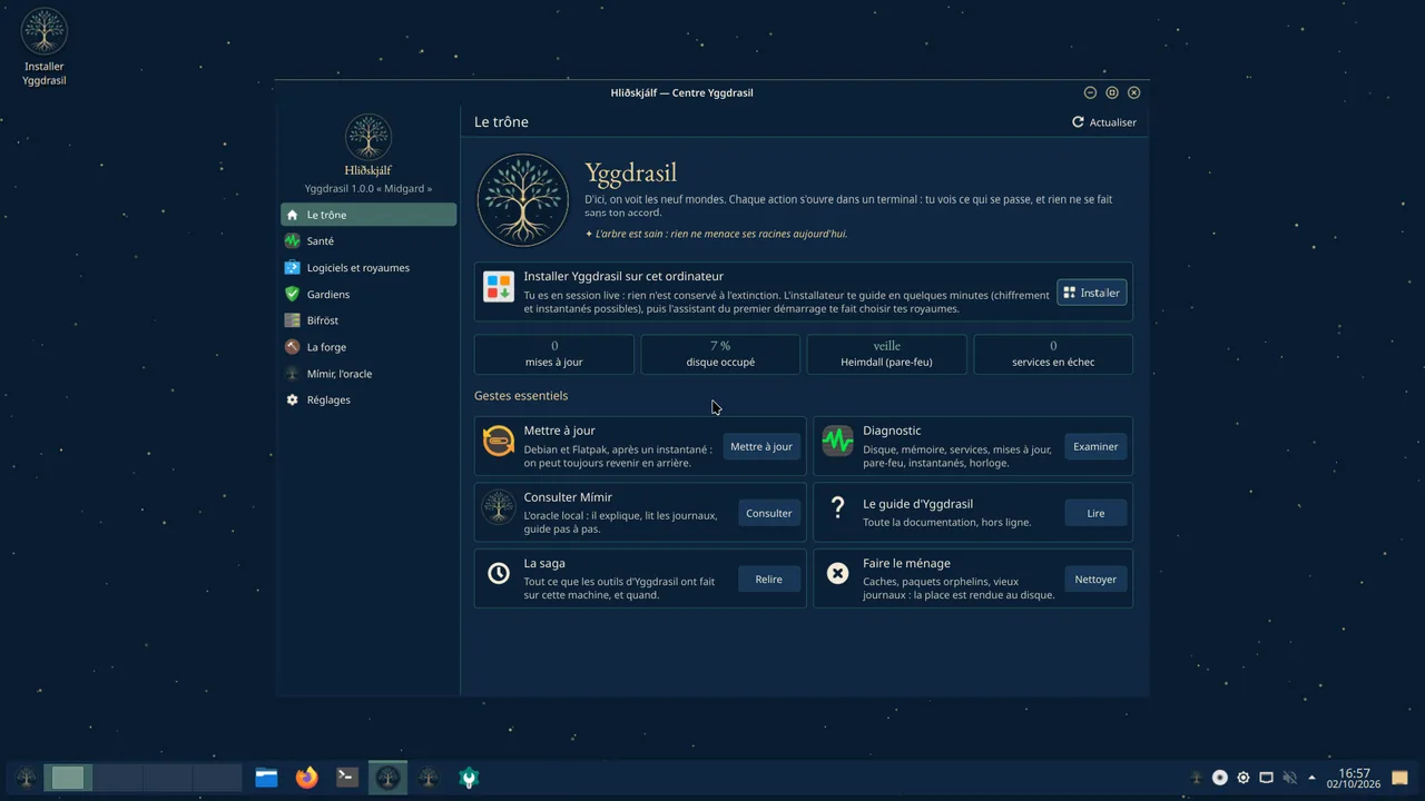Le bureau d'Yggdrasil : Hliðskjálf, le Centre, ouvert sur le trône